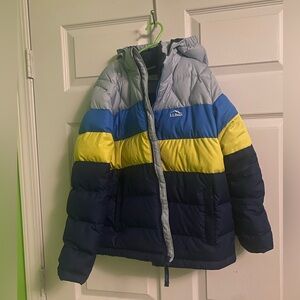 L.L. Bean Kids Blue and Yellow Puffer Jacket